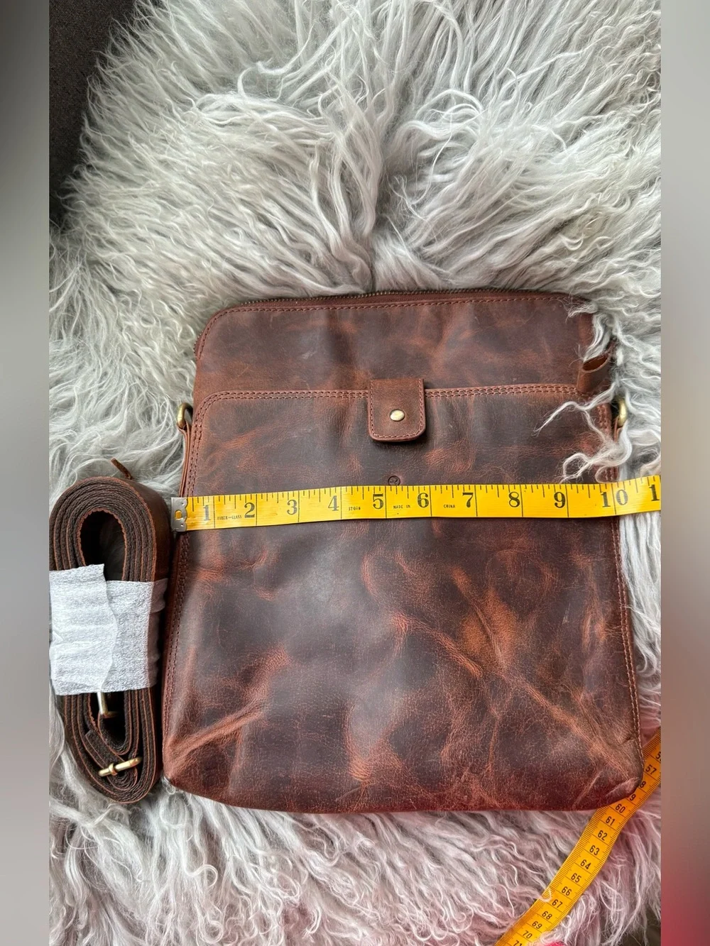 Rochere Genuine Leather Messenger Bag Rustic Brown Crazy Horse Leather NWT